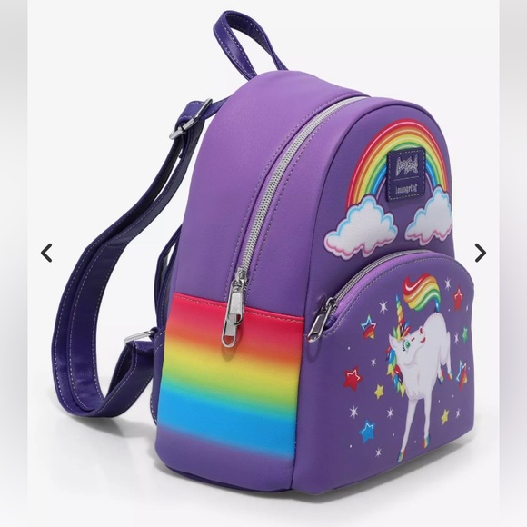 🦄 NWT Loungefly Lisa Frank Rainbow Unicorn Mini Backpack - Picture 6 of 7